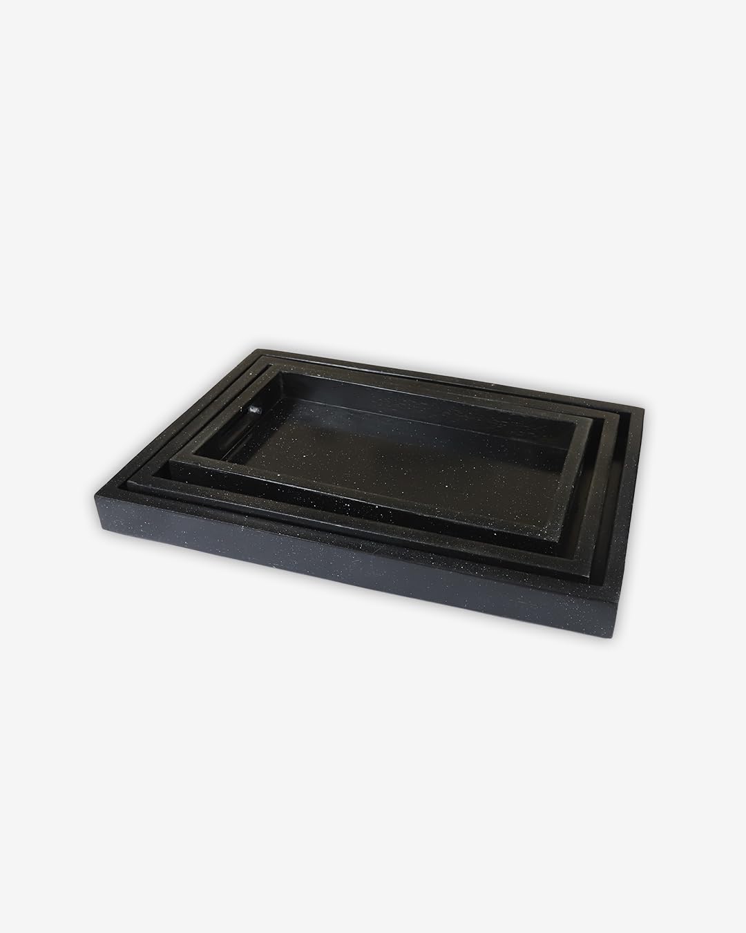 Set of 3 Black Rectangular Wooden Serving Platters