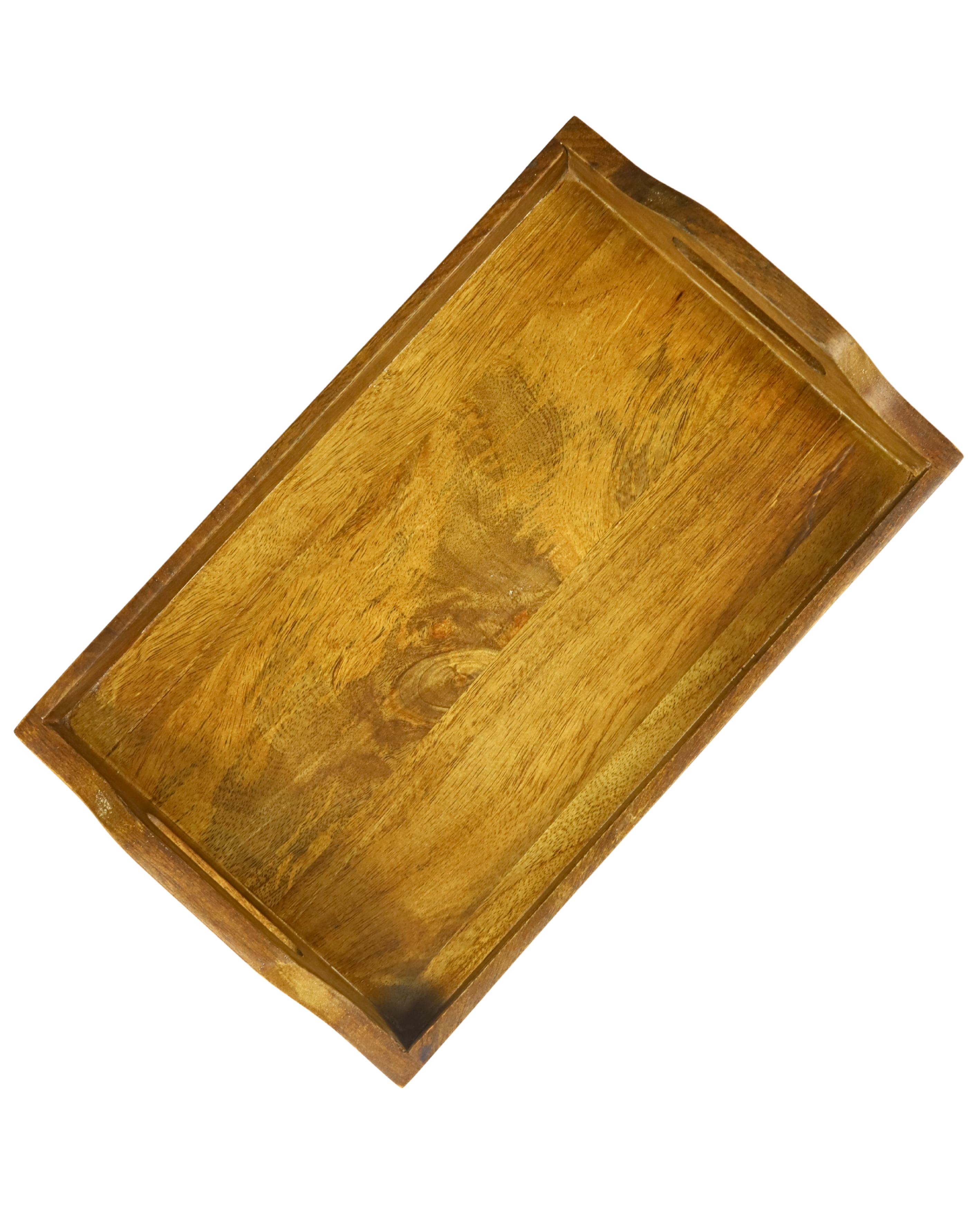 Rectangular Wooden Serving Tray with Sturdy Handles