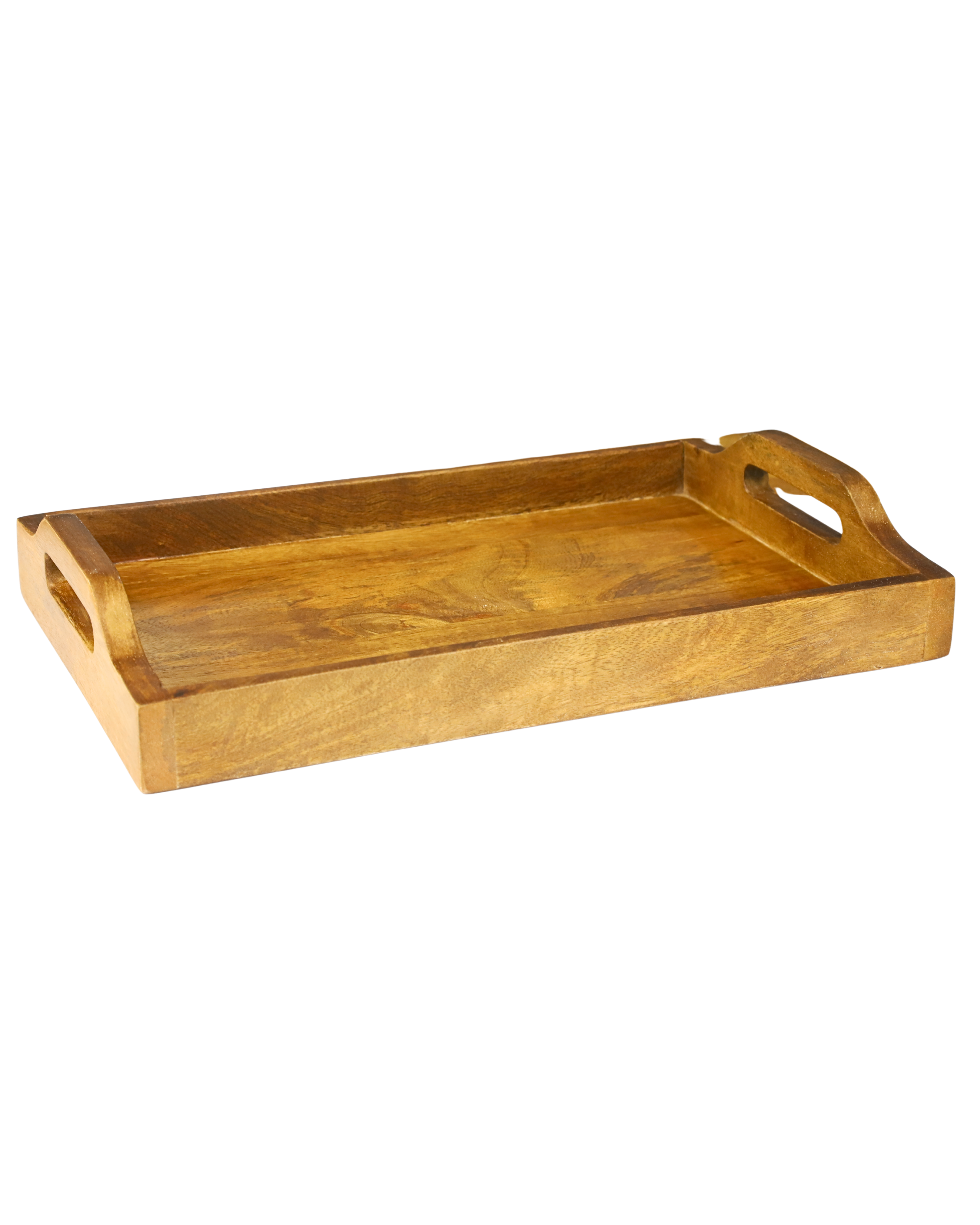 Rectangular Wooden Serving Tray with Sturdy Handles