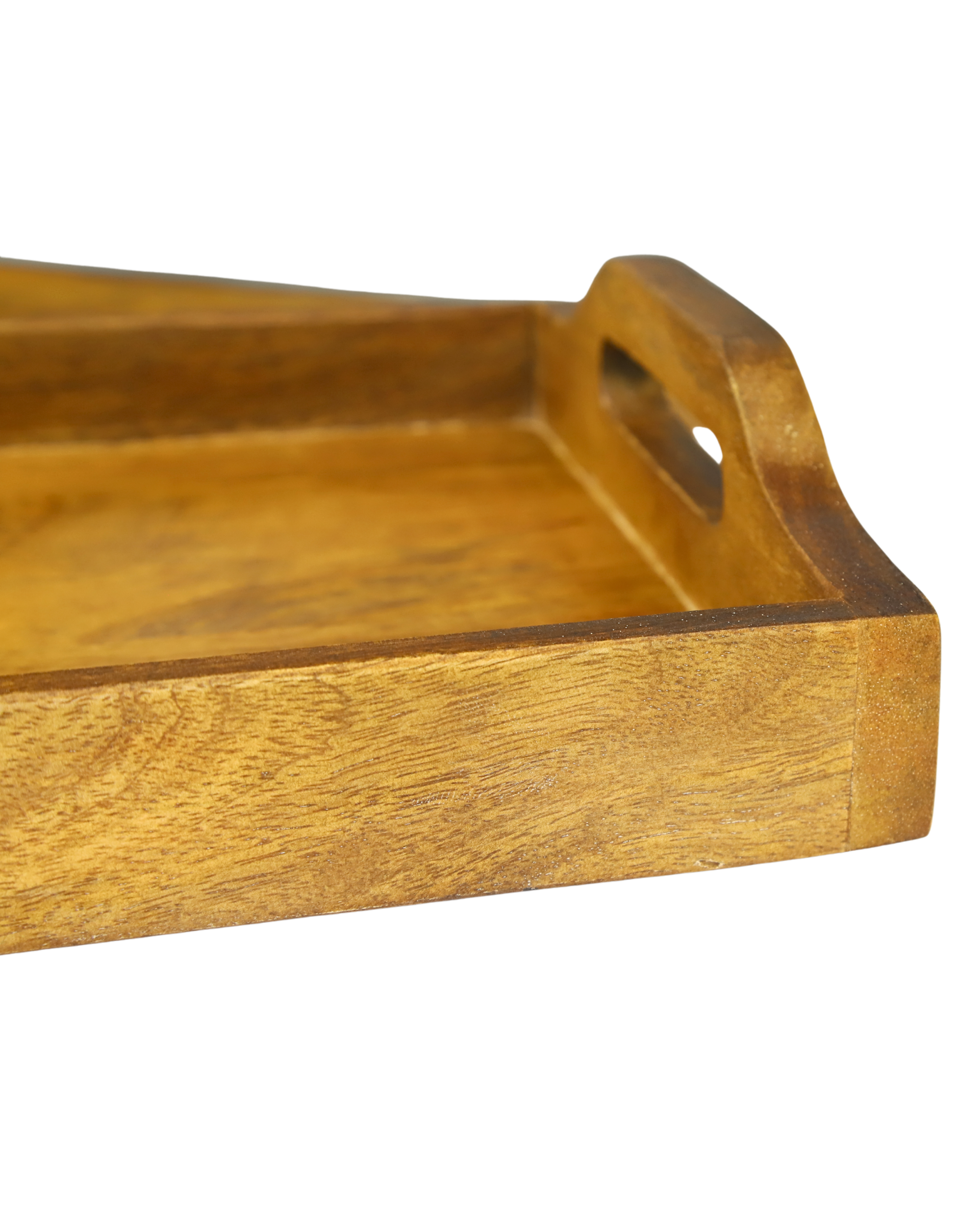 Rectangular Wooden Serving Tray with Sturdy Handles