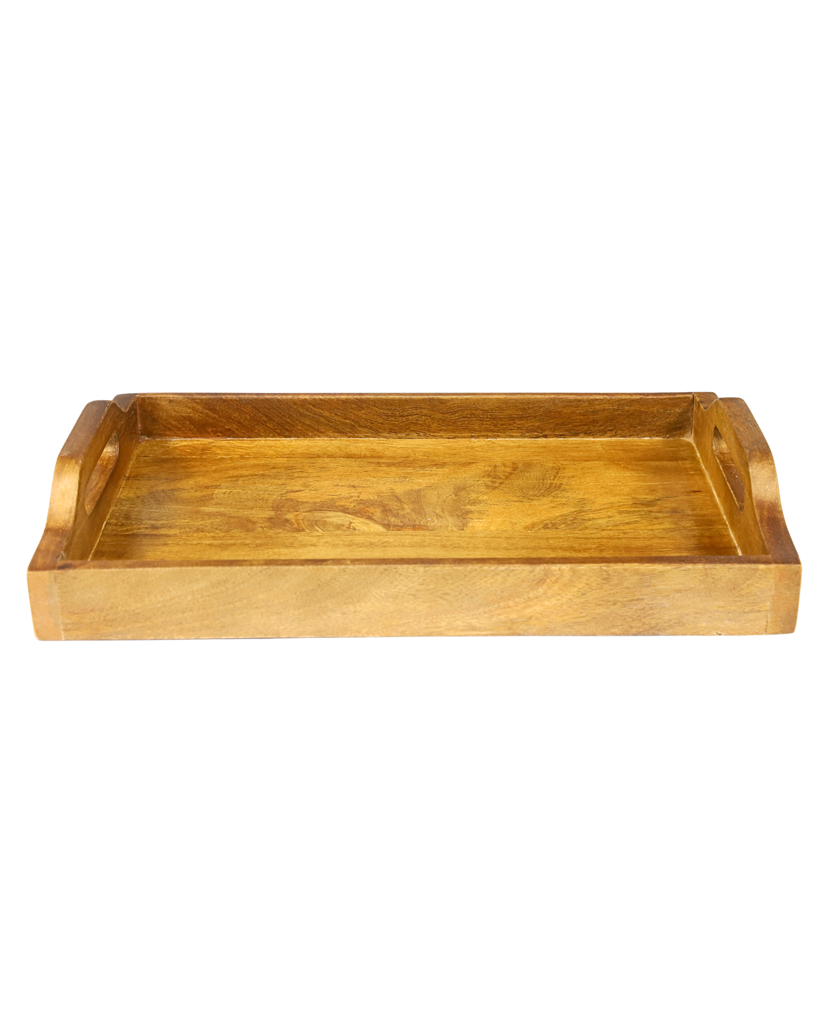 Rectangular Wooden Serving Tray with Sturdy Handles