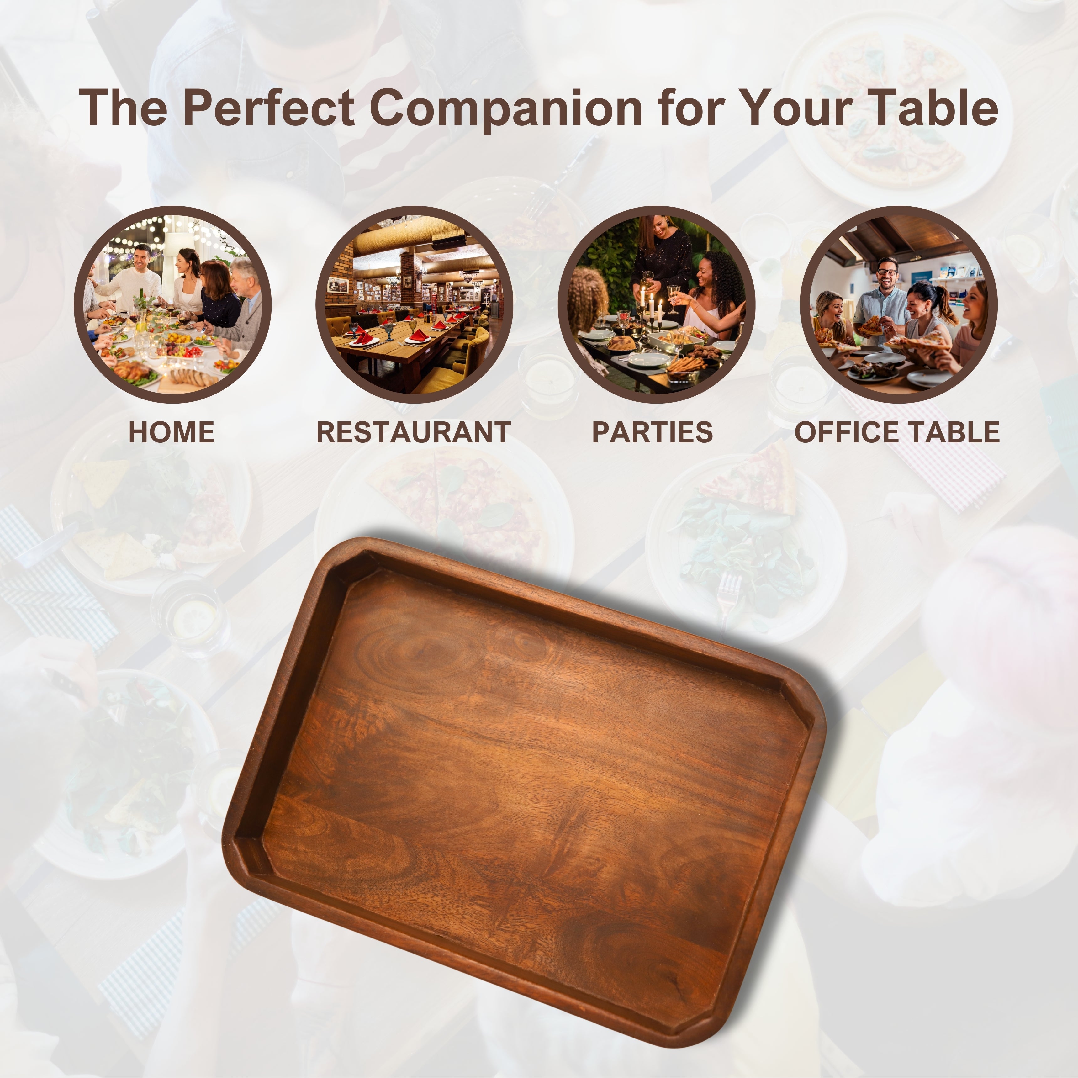 Rustic Wooden Rectangular Serving Tray