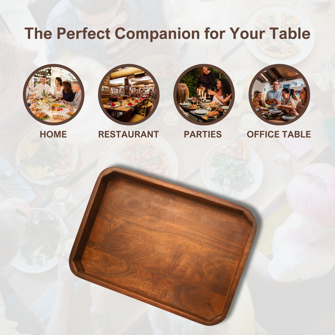 Rustic Wooden Rectangular Serving Tray