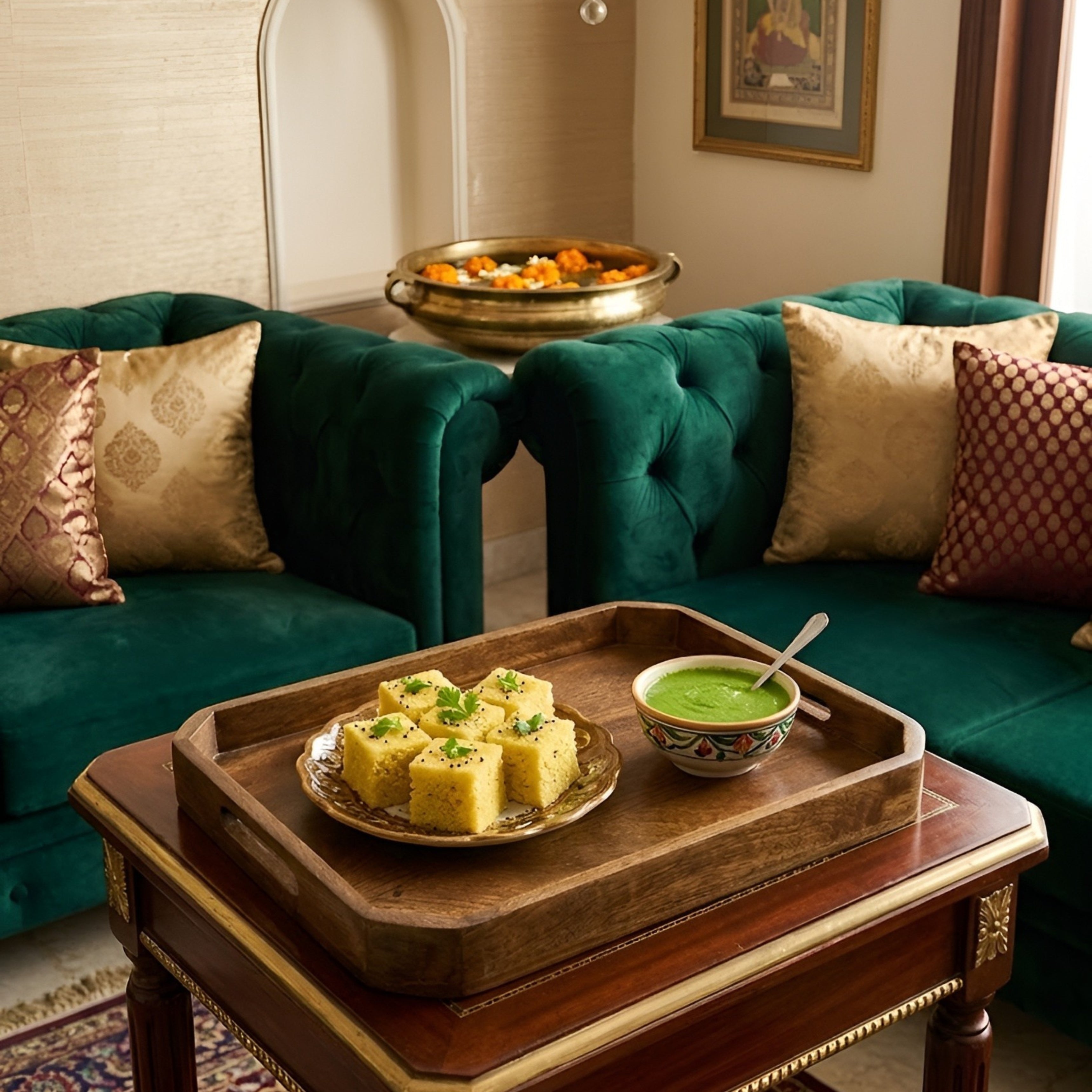 Hand-Finished Wooden Tray: Timeless Serving with Rustic Luxury