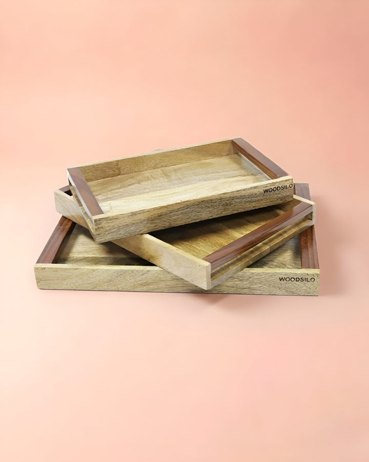 Dual Tone Wooden Serving Tray : Natural Elegance with Modern Contrast