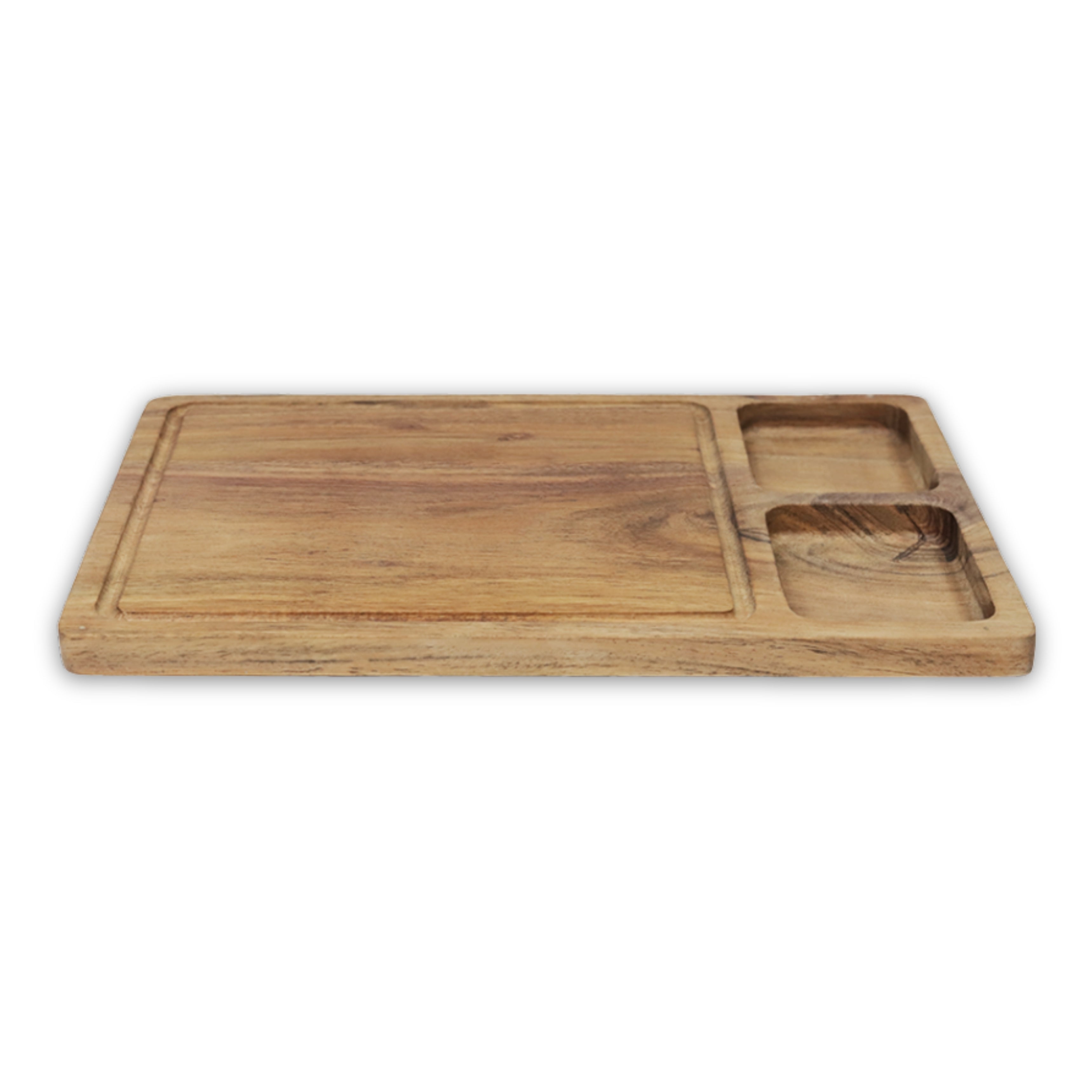 3-in-1 Acacia Wooden Cutting Board | Multi-Section Chopping Board with Compartments | Kitchen Prep, Serving & Snack Tray