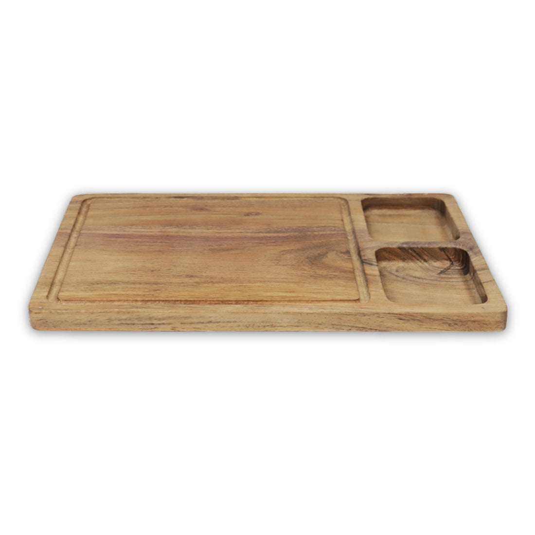 3-in-1 Acacia Wooden Cutting Board | Multi-Section Chopping Board with Compartments | Kitchen Prep, Serving & Snack Tray