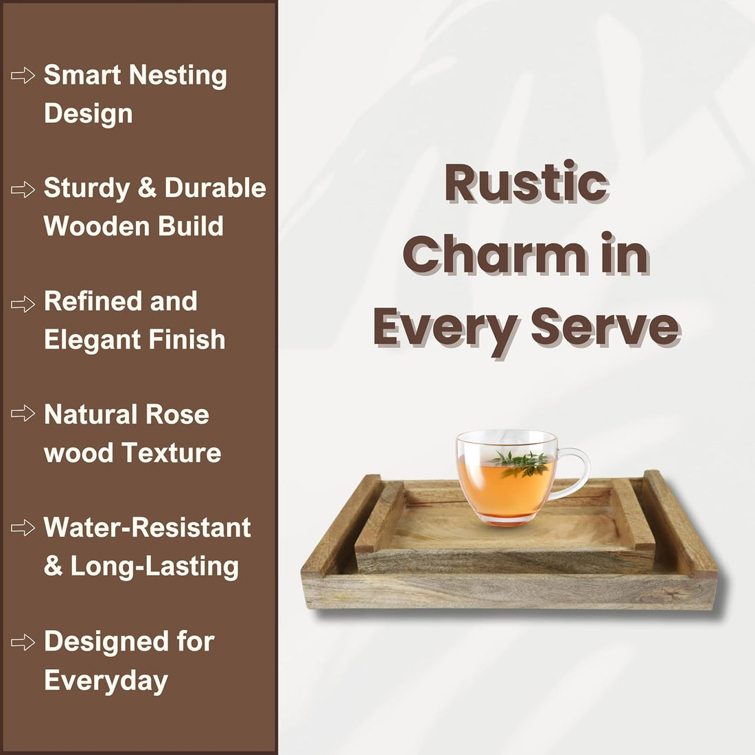 Minimalist Wooden Serving Tray with Handles