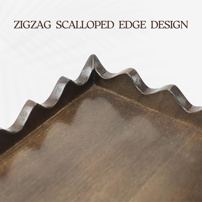 Scalloped Edge Wooden Serving Tray
