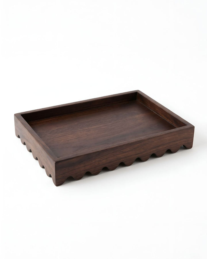 Walnut Luxe Wooden Decorative Serving Tray