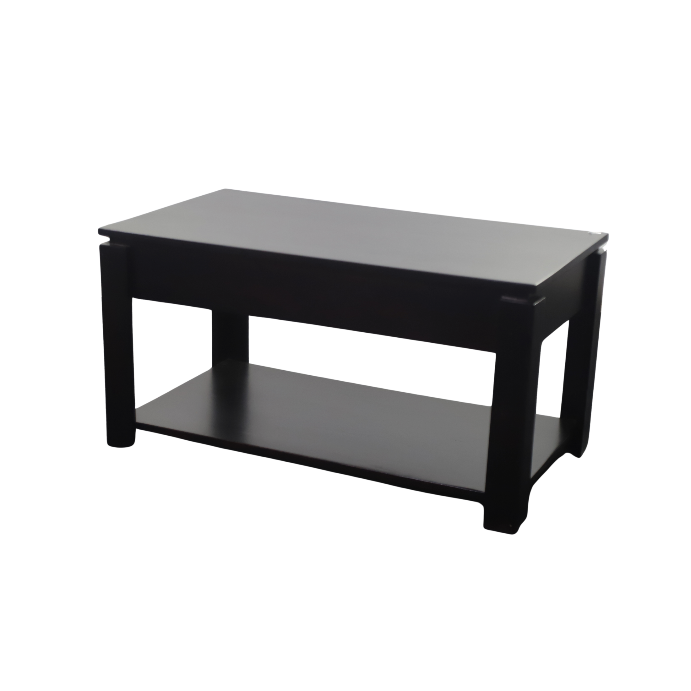 Classic Black Wooden Coffee Table with Storage Shelf
