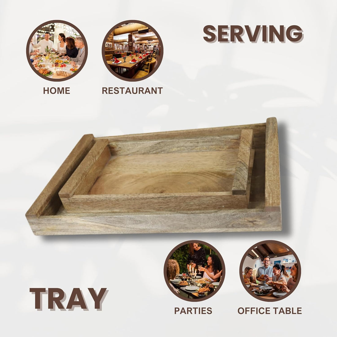 Minimalist Wooden Serving Tray with Handles