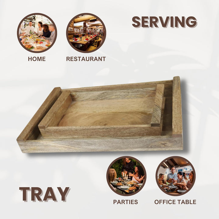 Minimalist Wooden Serving Tray with Handles