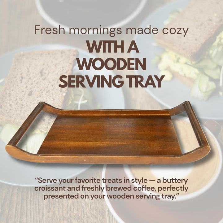 Classic Wooden Rectangular Serving Platter with Curved Handles