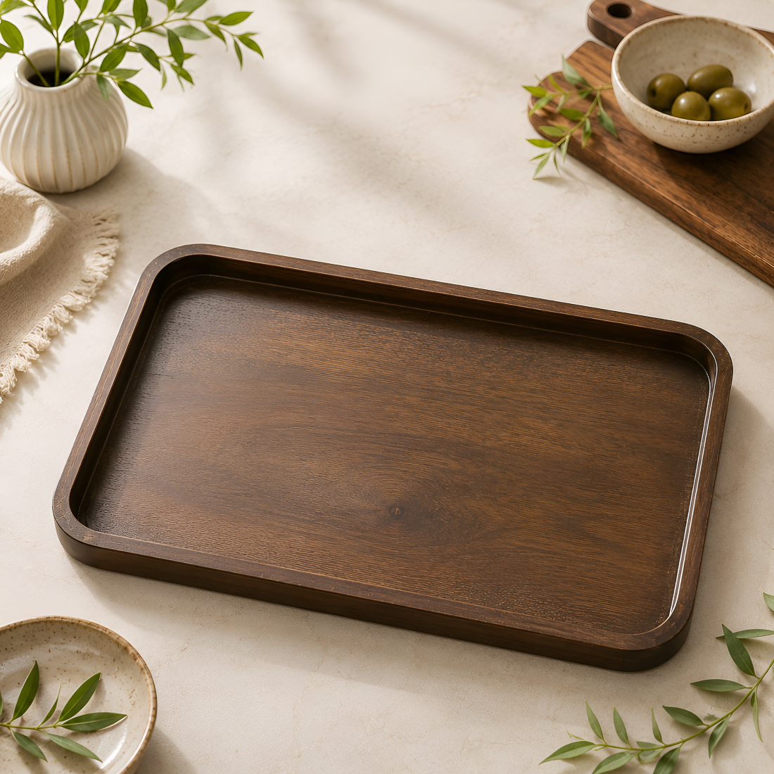 Minimalist Rounded Edge Wooden Serving Trays