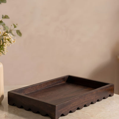 Walnut Luxe Wooden Decorative Serving Tray