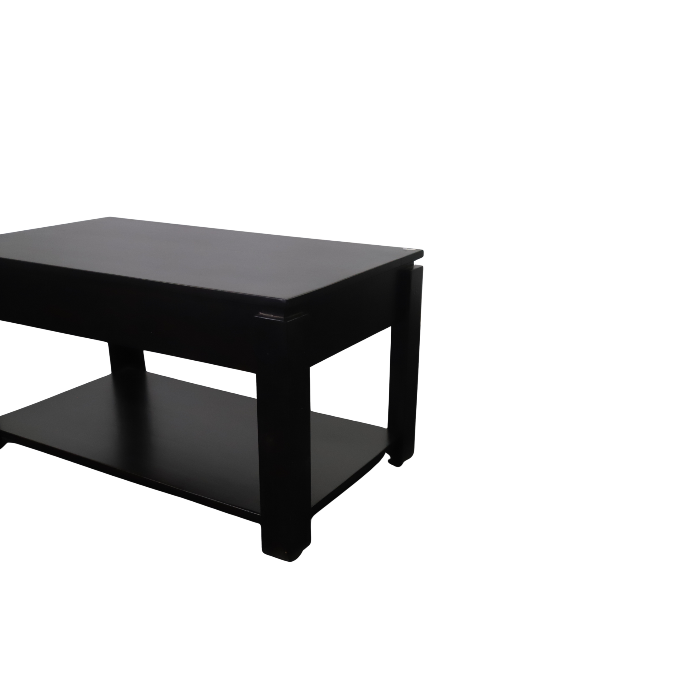 Classic Black Wooden Coffee Table with Storage Shelf