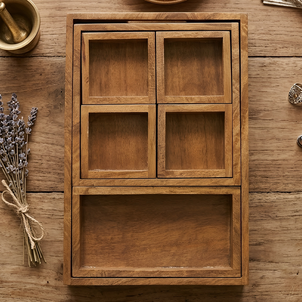 Modular Multi-Section Wooden Spice & Serving Tray