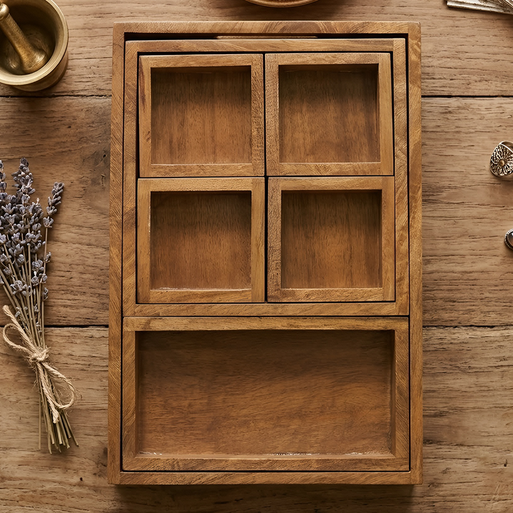 Modular Multi-Section Wooden Spice & Serving Tray