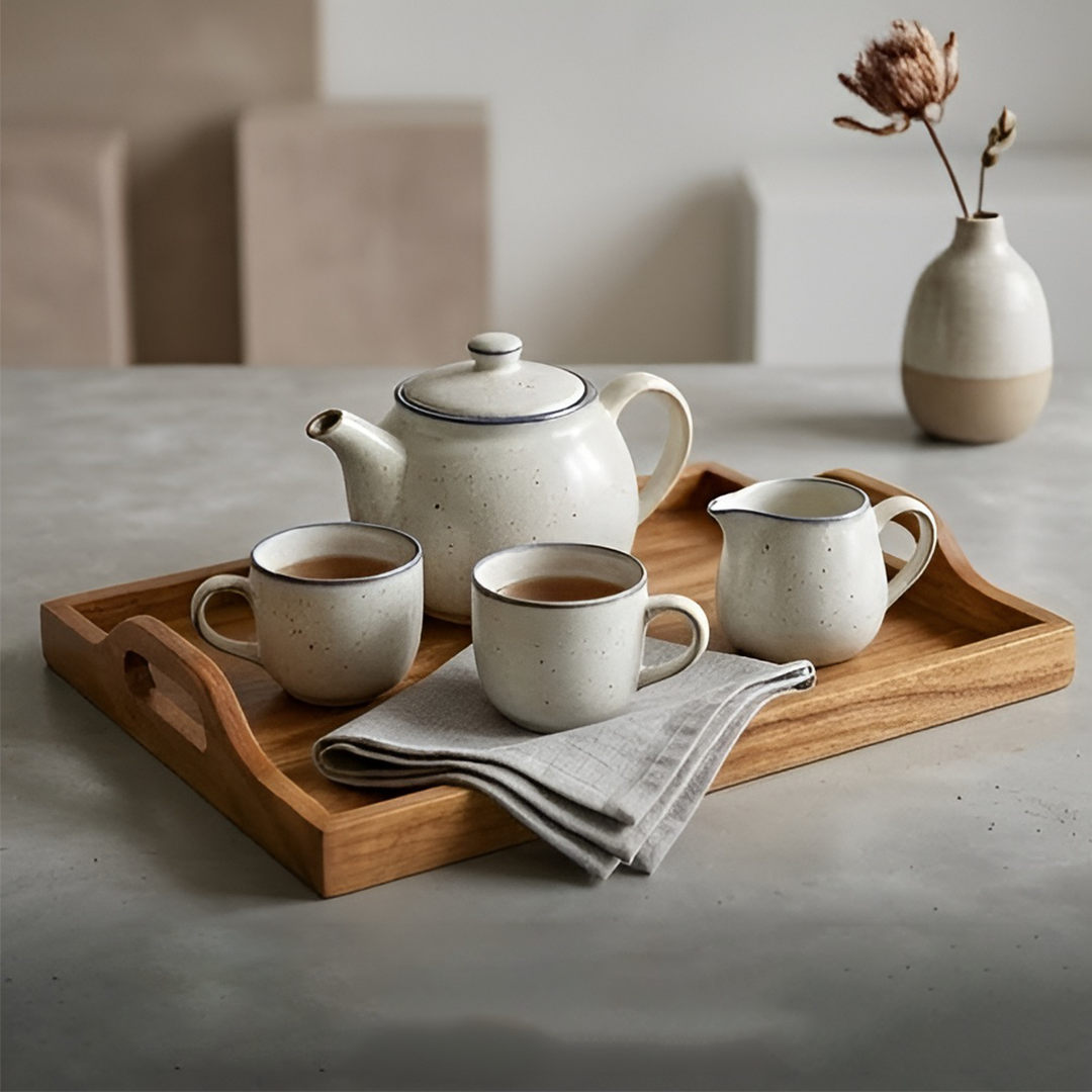 Classic Wooden Serving Tray with Raised Handles