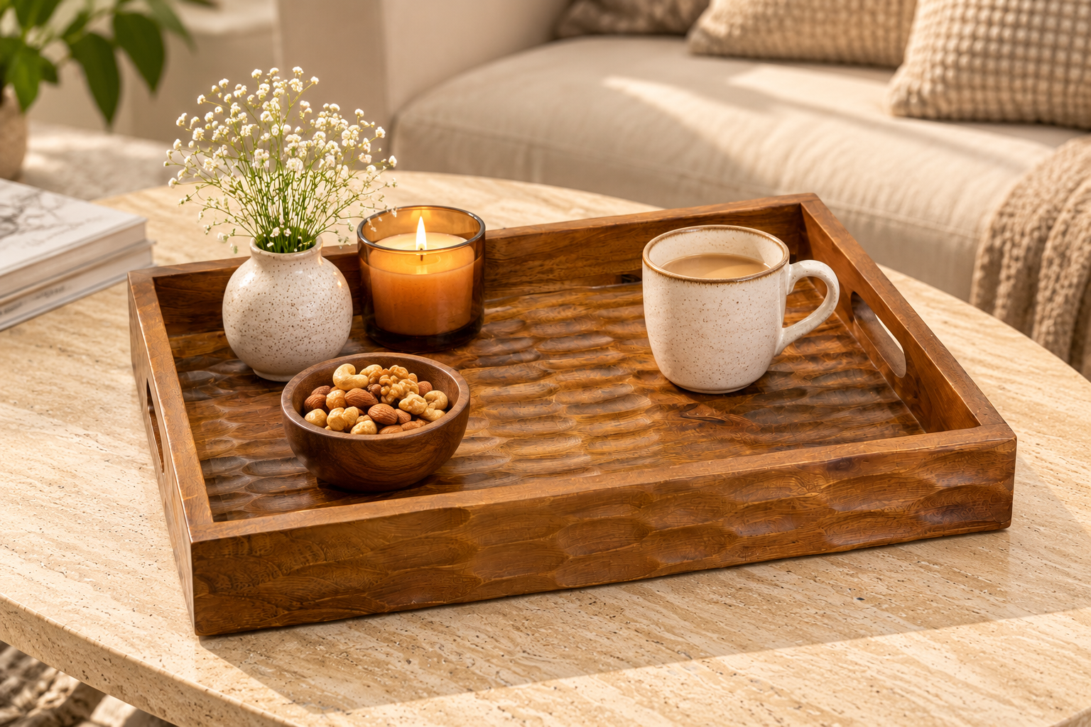 Rustic Handcrafted Wooden Serving Tray