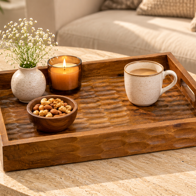 Rustic Handcrafted Wooden Serving Tray