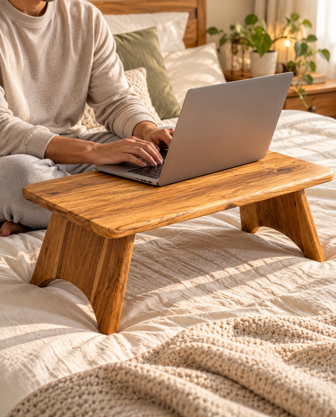 Rustic Natural Wood Low laptop Table
