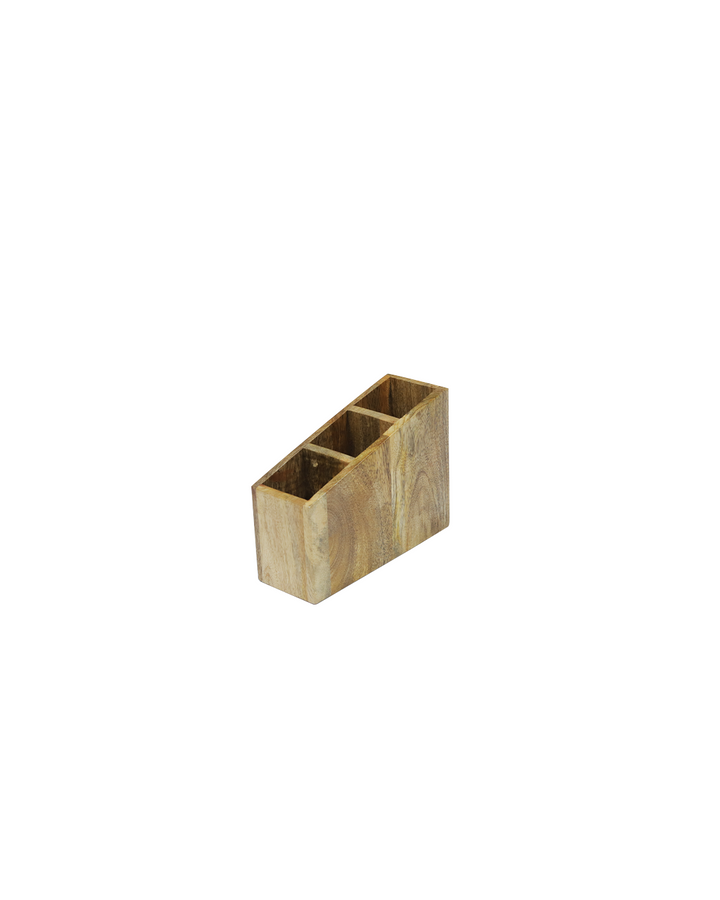 Angular Three-Slot Solid Wood Organizer
