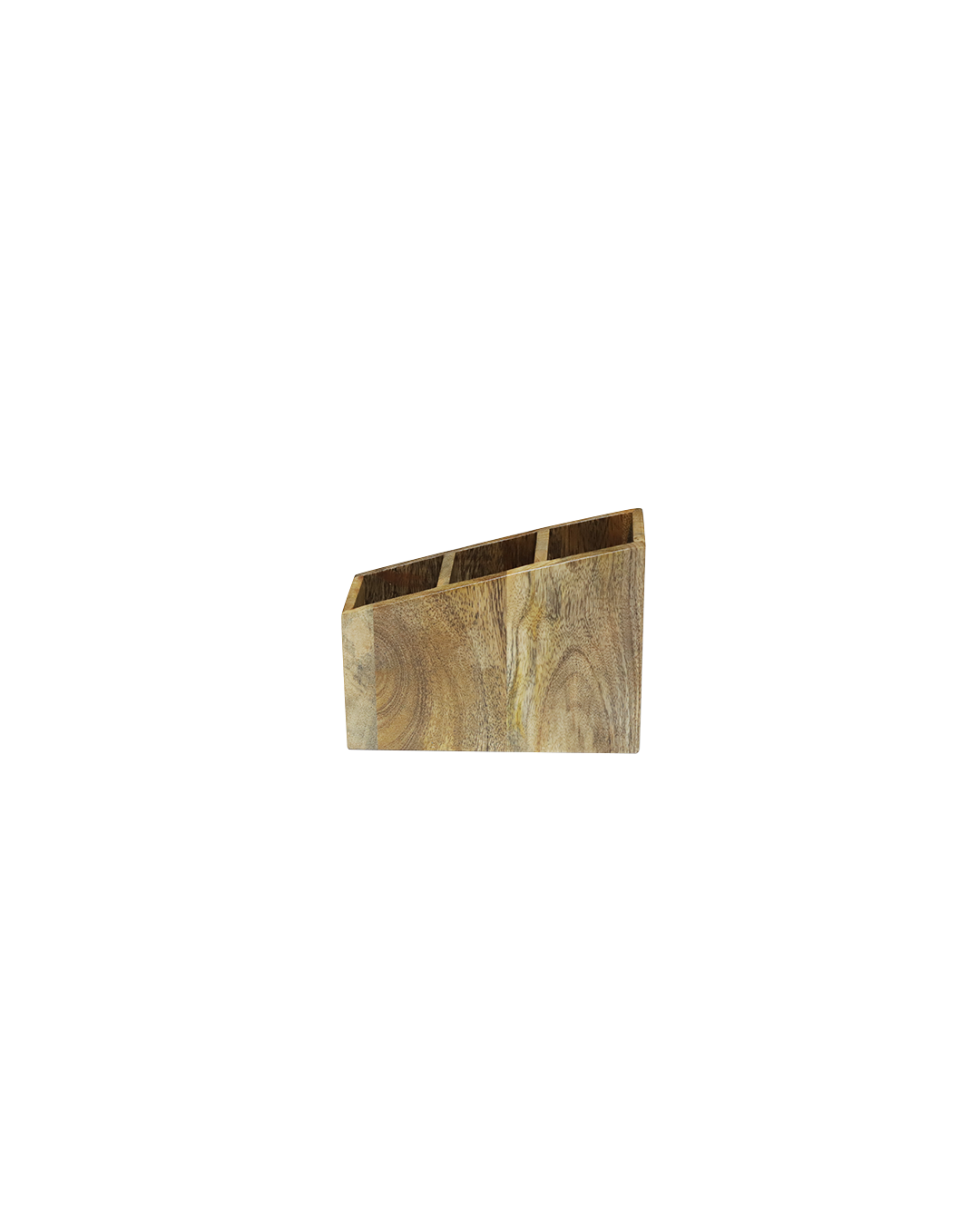 Angular Three-Slot Solid Wood Organizer
