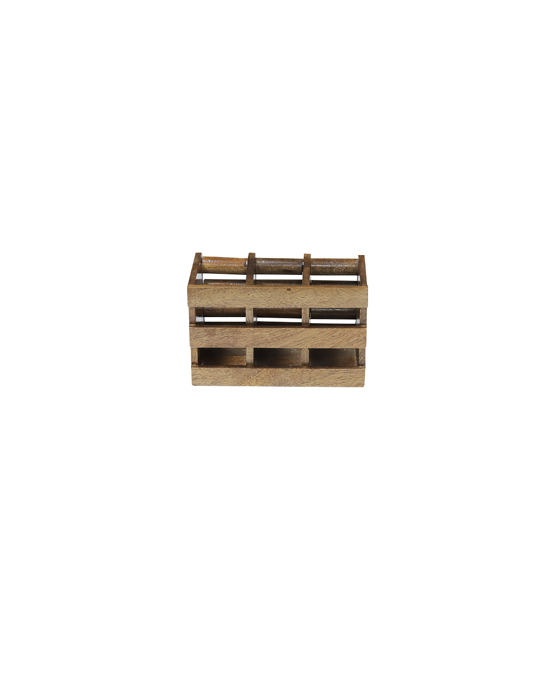 Six-Slot Slatted Wooden Cutlery & Utility Organizer