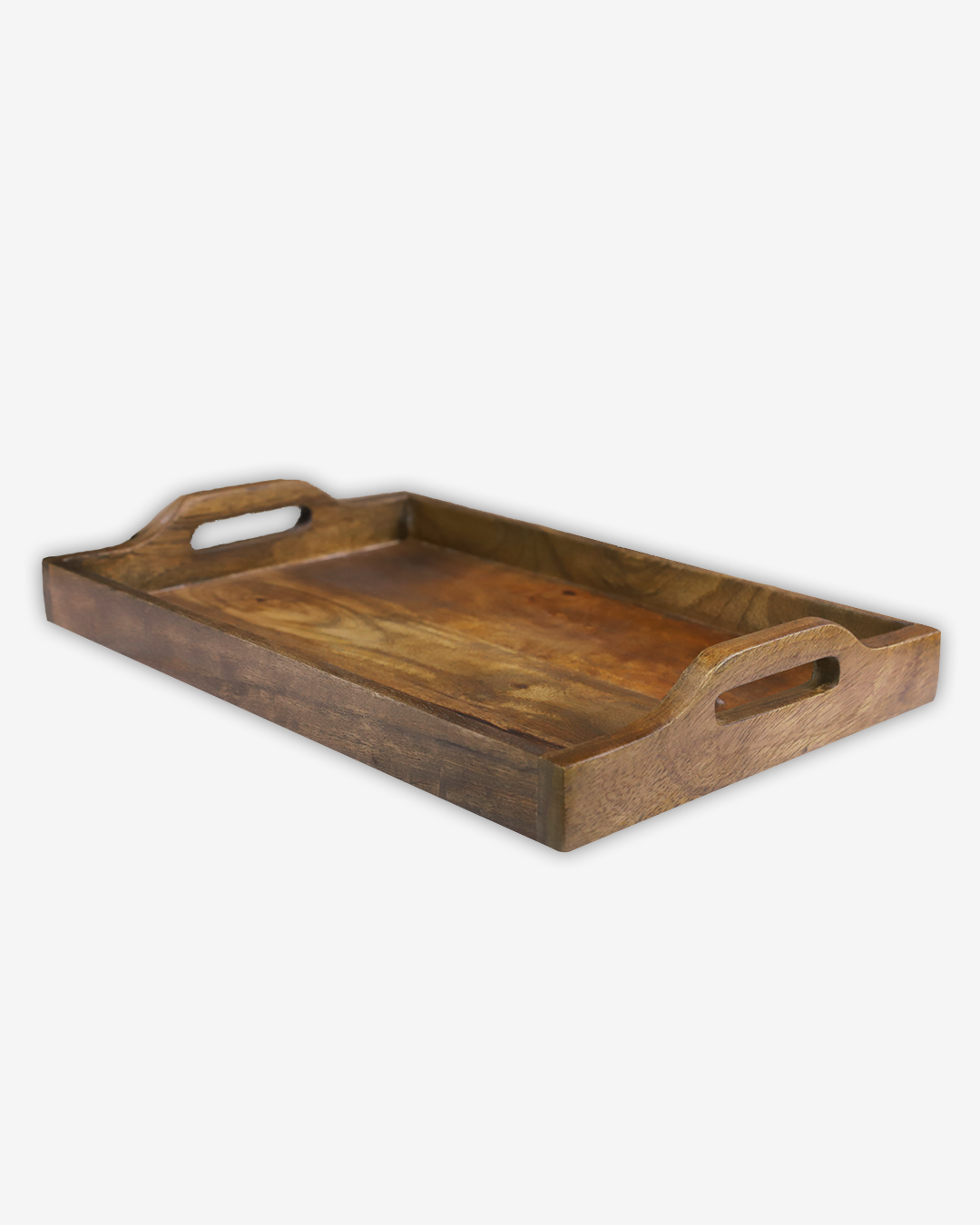 The Deep-Toned Acacia Wood Butler Tray