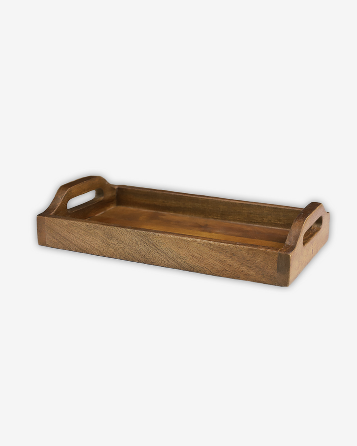 The Deep-Toned Acacia Wood Butler Tray
