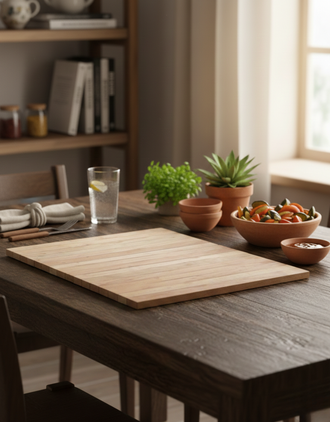 Roll-Up Wooden Serving Mat: Flexible Utility with Natural Charm
