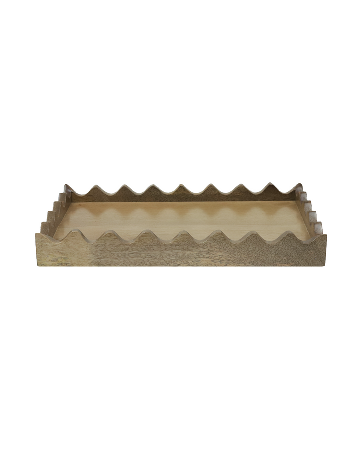 Scalloped Edge Wooden Serving Tray