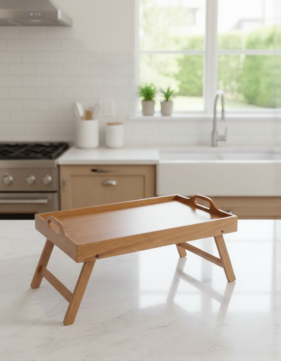 Wooden Bed Tray Table: Folding Breakfast & Serving Tray