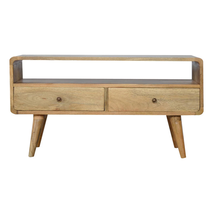 Curved Grey Washed Media Unit