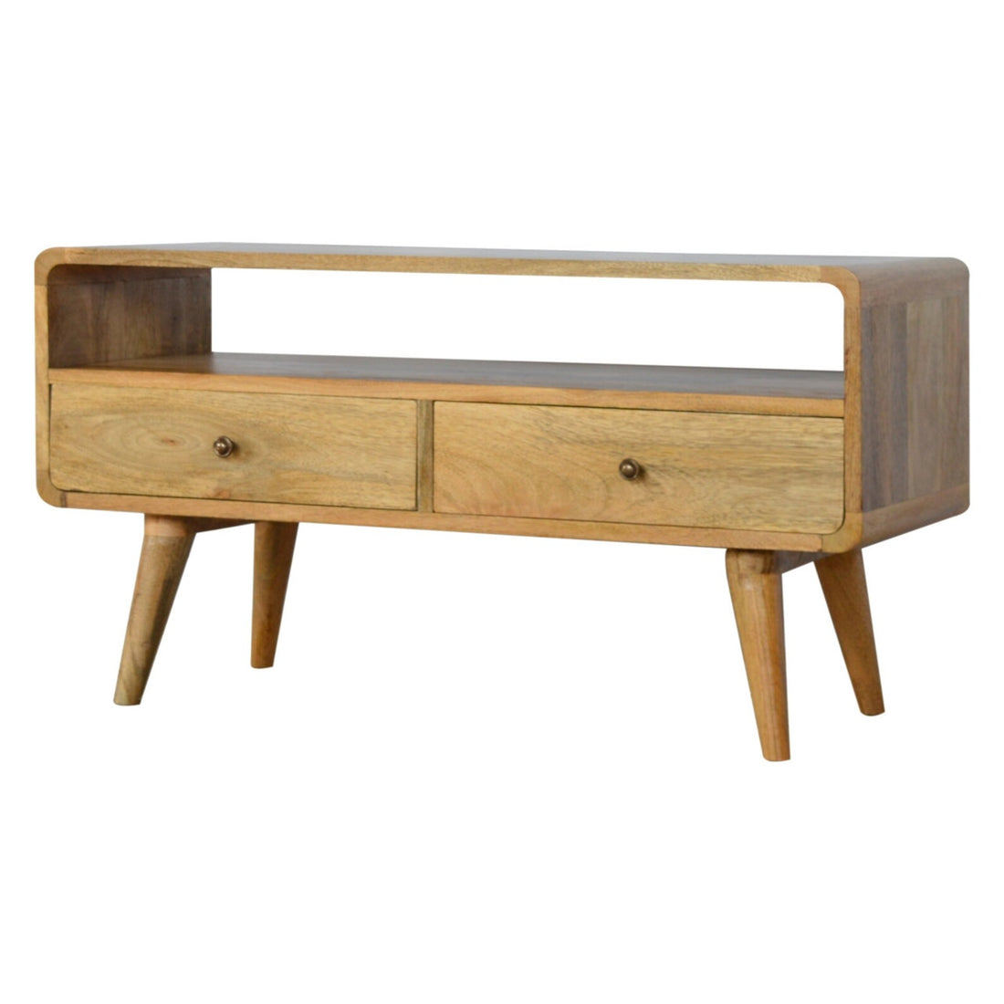 Curved Grey Washed Media Unit